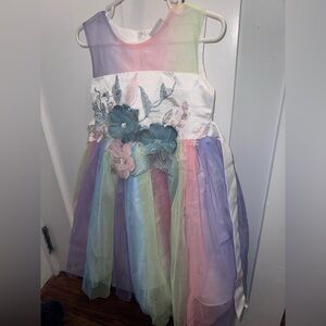 Unicorn Colorful Floral Embroidered Dress